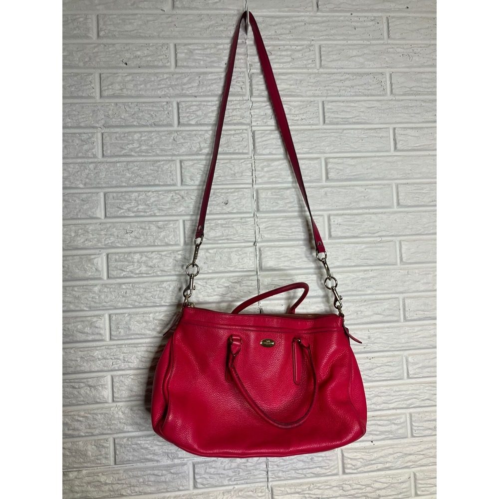 Coach Madison Satchel Bag Womens Medium Pink Good Pebbled Leather Crossbody